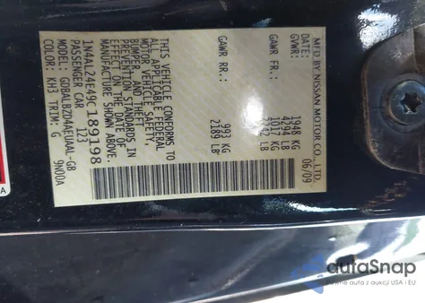 2009 Nissan Altima 2.5 S from USA, damaged, VIN 1N4AL24E49C189198